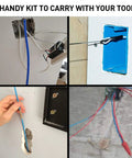 Badass Heavy Duty 50 Foot Fiberglass Cable Wire Fish Rod Pull Kit Featuring Hella Slick Brass Connectors used in wall and ceiling installations.