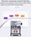 This Semi Automatic Espresso Machine Delivers 15 Bar Pressure Italian Style Coffee Maker with LED temperature control display.