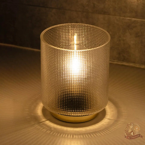 Battery Operated Cordless Table Lamp With Timer Glass Shade And Metal Base No Outlet Needed Cozy Ambient Light For Nightstand Bedroom Or Living Room Decor And Accent Lighting Soft Glow For A Chill Homey Vibe And Long Battery Life