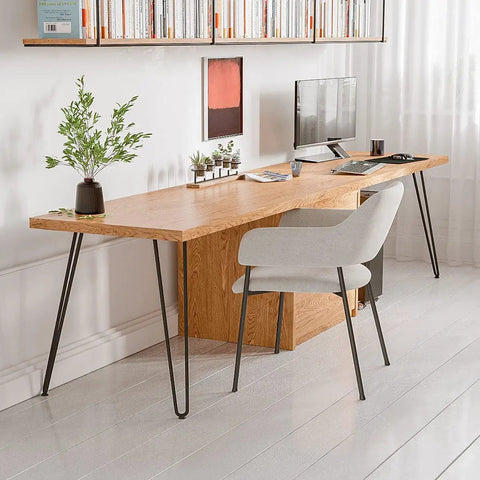 Home office desk with Solid Steel Hairpin Table Legs 26 Inch, 1/2 Inch Thick Black Finish, showing stable welded construction.