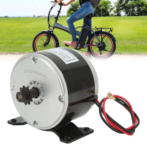 24V 250W Brushed Motor For Electric Bike And Scooter Replacement Part with cyclist on e-bike in background
