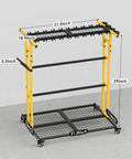 Mobile Garage Tool Organizer Cart on Wheels for Home and Garden, yellow with 31.5x22in base, 39in height, broom holder visible.