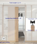 Commercial Grade Pocket Door Hardware And Track Set For 5 Foot Doors, 56.7 Inch Aluminum Box Track installed in wall pocket.