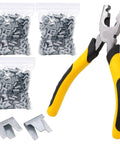 900 Pcs Rabbit And Chicken Wire Cage Clips With Fence Pliers All In One Hog Rings Snap Ring Pliers Wire Clamp Tool.
