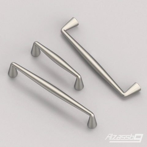 10 Pack Brushed Satin Nickel Cabinet Pulls With 3 Inch Hole Centers Solid Handles shown in different angles and sizes