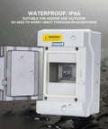 Front view of Four Way Power Distribution Box With Bus Bars And Din Rail For MCB Waterproof IP66 Enclosure.
