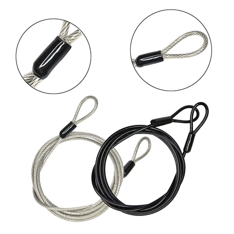 Outdoor Travel Security Cable Lock 3mm Braided Steel Wire Rope With Double Loop 3.3ft Length Weatherproof Coated Lightweight Luggage Lock 2 Pack