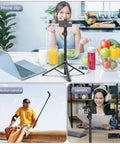 MT79 Extendable Aluminum Tripod Stand 81 Inch Reach With Quarter Inch Screw And 180 Degree Rotation For Cameras And Phones in use