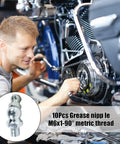 Mechanic using 10 Piece Metric Grease Fittings Kit With 90 Degree Elbows For Automotive Machinery And Industrial Equipment
