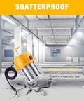 LED Temporary Work Light 100W With 12000 Lumens And 5000K Daylight Stainless Steel Guard Portable Hanging Work Lamp, shatterproof with steel guard