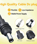 Rugged Heavy Duty Charging Station Power Cord With Inline Voltage Guard Compact Portable Battery Adapter For Bl1830 Bl1860 Bl1850 Bl1840 showing flexible DC plug with PVC jacket.