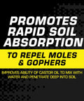 Castor Oil Based Mole And Gopher Repellent Granules promotes rapid soil absorption
