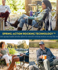 People enjoying the Kickback Rocker Outdoor Low Profile Rocking Chair With Cup Holder And Portable Carry Strap For Easy Transport.