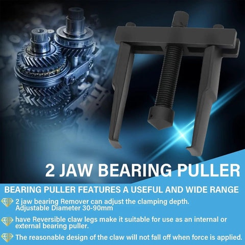 RSYEKU 2-jaw bearing puller, adjustable 30–90mm, steel automotive tool