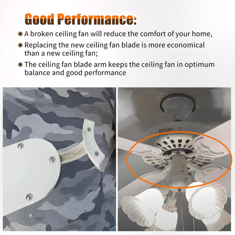 52 Inch Ceiling Fan Blade Arm Set Replacement Kit Five Arms For SL2P Mount Beefy Brackets And Easy Install Solid Upgrade