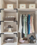 Flat Corner Braces 20 Pack - Beefy, Heavy Duty L Shape Right Angle Shelf Supports For Wood Furniture installed in a closet