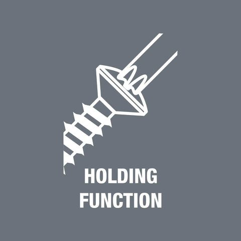 Holding function illustration for Torx HF Power Bit Set With Holding Function, 6 TX HF Bits, Ultra Compact Bit-Check System For Tight Spots.