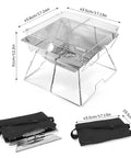 Folding Campfire Grill For Camping And Backpacking Portable Charcoal Fire Pit With 304 Stainless Steel Construction Includes Carrying Bag