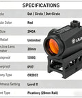 Compact 1x20mm Optical Targeting Dot With Auto On Motion Sensor, 11 Level Brightness, Low Profile Riser Mount, IPX7 Waterproof, Fits 20mm Picatinny Rails, Field Ready For Airsoft And Paintball Training Sessions, black optic sight with 20mm lens and mount