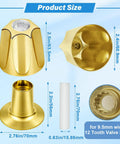 Polished Gold Shower Knob Set Two Piece Replacement For Verve Faucet Handles With 12 Tooth Valve Stem dimensions and details.