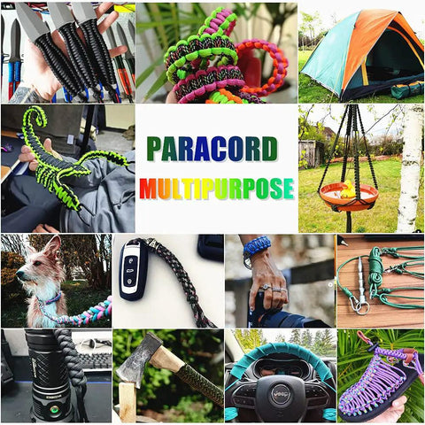 16 Color Paracord Kit With Instructions 10 Feet Each Type III Parachute Cord For DIY Bracelets And Craft Projects collage