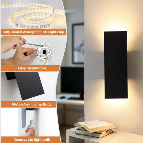 Oberade Single Hardwired Black LED Wall Light Bathroom Sconce 3000K Indoor with easy installation features and sleek design.