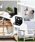 Collage showing uses of Heavy Duty Stainless Steel L Shape Corner Braces Kit With 100 Pieces And 600 Screws for DIY furniture repairs