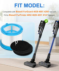 Pro Grade Filter Kit For PowerClean FurGuard 280W And FurFinder 200W Cordless Vacuums With filters next to vacuum models
