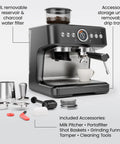 Next Level Semiautomatic Espresso Machine With Dual Boiler Built In Grinder And Precision Steam Wand for smooth home coffee making.