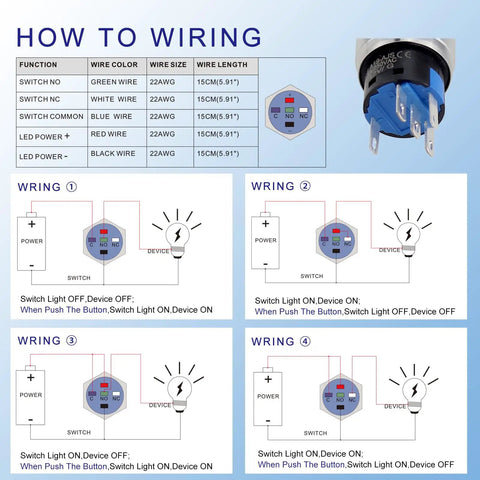 Wiring diagram for Estop Button Latching 19mm Emergency Stop Switch 5A Mushroom 304 Stainless Steel For Marine Boat w/ 11.3 inch socket.