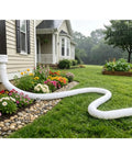 Extendable 16.5Ft Gutter Downspout Extension Pipe For 2x3 And 3x4 Downspouts, Flexible Drainage Tube, White, installed on house
