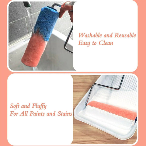 18 Pack 9 Inch Paint Roller Covers With 3 Eighth Inch Nap High Density Polyester Fibers for Smooth and Textured Surfaces washing