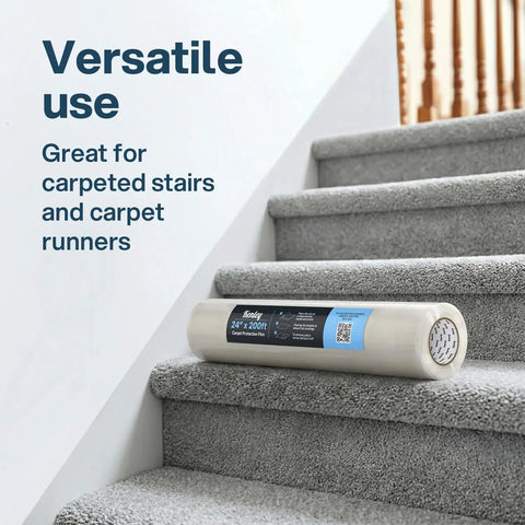 Heavy Duty Carpet Protection Film Self Adhesive Plastic Rug Protector For Stairs And Floor Runners 24x200 Feet on carpet steps