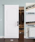 Ready To Paint White Primer Raised Two Panel Sliding Barn Door With Hella Smooth Soft Close Hardware Top Pick For Dropping Into Any Rustic Loft Or Urban Studio Upgrade, dimensions 36x84 inches.