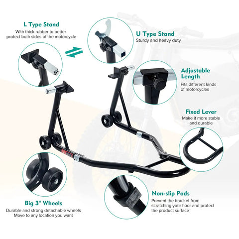 850 Lb Motorcycle Paddock Stand For Sport Bikes Rear Wheel Lift Swingarm Black Heavy Duty Steel Stable Performance
