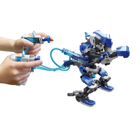 Hands controlling Hydraulic Boxing Bots STEM Experiment Kit Build Two Hydraulic Powered Boxing Robots Explore Water Powered Systems