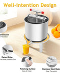 Manual Honey Press Extractor For Beeswax And Honeycomb Drums Stainless Steel Kitchen Tool With 532.6 Oz Capacity on table with oranges