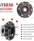 4WD Front Wheel Hub Bearing 515036 Chevy Silverado Suburban Avalanche Express 1500 Tahoe 2002 to 2006 specs diagram
