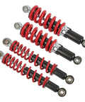 Four 250mm adjustable shock absorbers with red springs for 50cc 125cc dirt bikes ATVs go karts front and rear suspension spring damper.