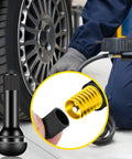 Mechanic installing Tubeless Tire Valve Stems Set Of 100 Pieces TR412 TR413 TR414 Rubber Black Snap In Valves For 0.453 Inch Rim Holes