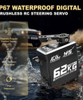 Beefy 62Kg Torque Waterproof Steering Servo For 1 By 10 And 1 By 8 Scale RC Cars 16V Full Metal Gear Brushless Digital Servo
