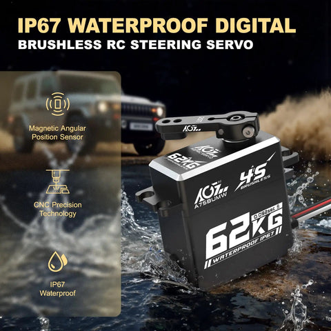 Beefy 62Kg Torque Waterproof Steering Servo For 1 By 10 And 1 By 8 Scale RC Cars 16V Full Metal Gear Brushless Digital Servo