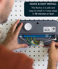 WiFi Smart Sprinkler Controller for 16 Zones With App Scheduling, being installed on a wall by hands.