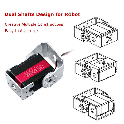 Beefy 150Kg Full Metal Gear Servo Motor for robotic arms and humanoid robots, 12V high torque digital steering servo with mount brackets
