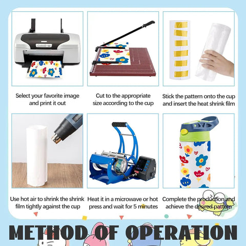 Step-by-step method for using 5 Pack Kids Sublimation Tumbler With Lid And Straw 12 Oz Stainless Steel Insulated Cups for DIY projects.