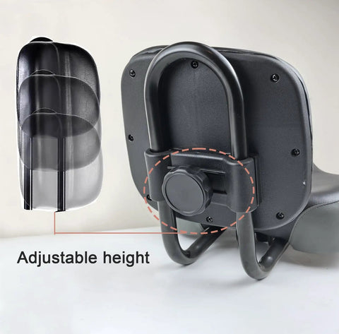 Oversized Bike Seat With Backrest For All Day Comfort Memory Foam Latex Padding Waterproof PU Cushion Universal Fit For Mountain Commuter Electric Bikes And Trikes, adjustable height rear view