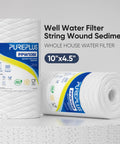 5 Micron Whole House String Wound Sediment Filter 10 X 4.5 Inch For Well Water Replacement Cartridge Reduces Up To 99 Percent Sediment Sand Rust And Color 2 Pack shown on table