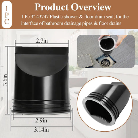 3 Inch Rubber Shower And Floor Drain Seal With One Way Check Valve shown in bathroom setup