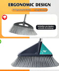 Heavy Duty Broom And Dustpan Set With Extended Handle For Fast Outdoor Cleanup Built Tough to Handle ergonomic broom design with 78° angle.