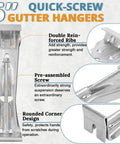 5 Inch Gutter Hangers And Hidden Bracket Set For Sagging Gutters, No Fuss Install Quick Screw System For 5 Inch K Type Aluminum Gutters